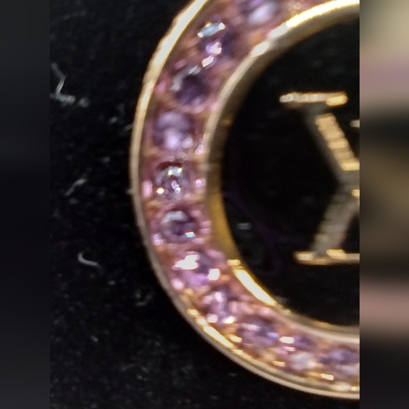 LOUIS VUITTON LV ZIPPER PULL CHARM GOLD tone metal, RHINESTONES 23mm - Picture 5 of 6